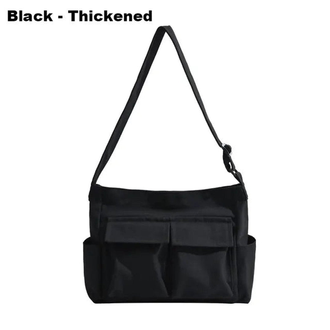 Women's Vintage Multi-Pocket Canvas Tote en Thickened in Black