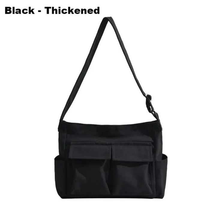 Women's Vintage Multi-Pocket Canvas Tote en Thickened in Black