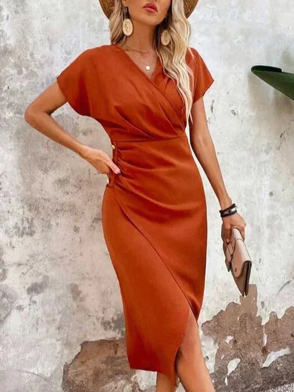 Women's Wrap V Neck Midi (3)