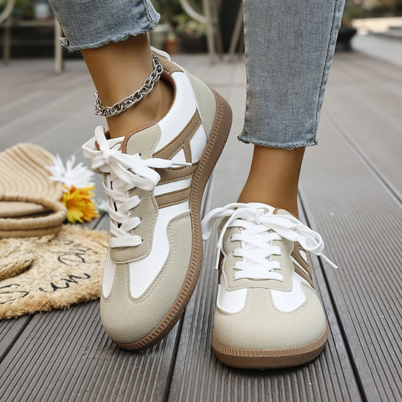 Zapatillas Ortopédicas Cómodas para Caminar en Khaki & White