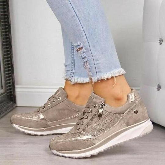 Zapatillas Ortopédicas Modernas con Cierre en Beige