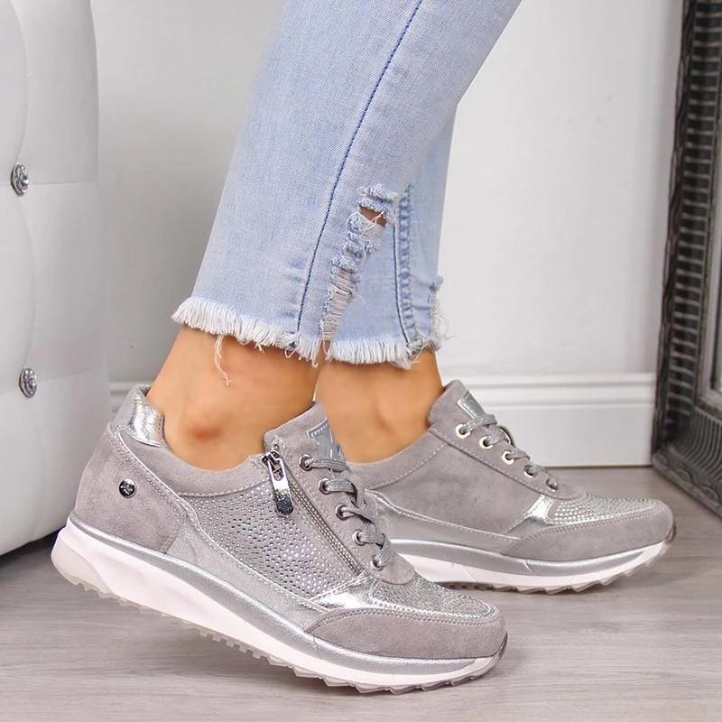 Zapatillas Ortopédicas Modernas con Cierre en Plateado