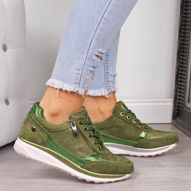 Zapatillas Ortopédicas Modernas con Cierre en Verde
