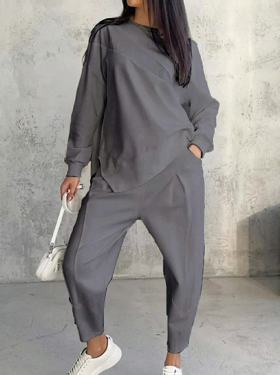 Zweiteiliges Set mit Rundhalsausschnitt und en Gris