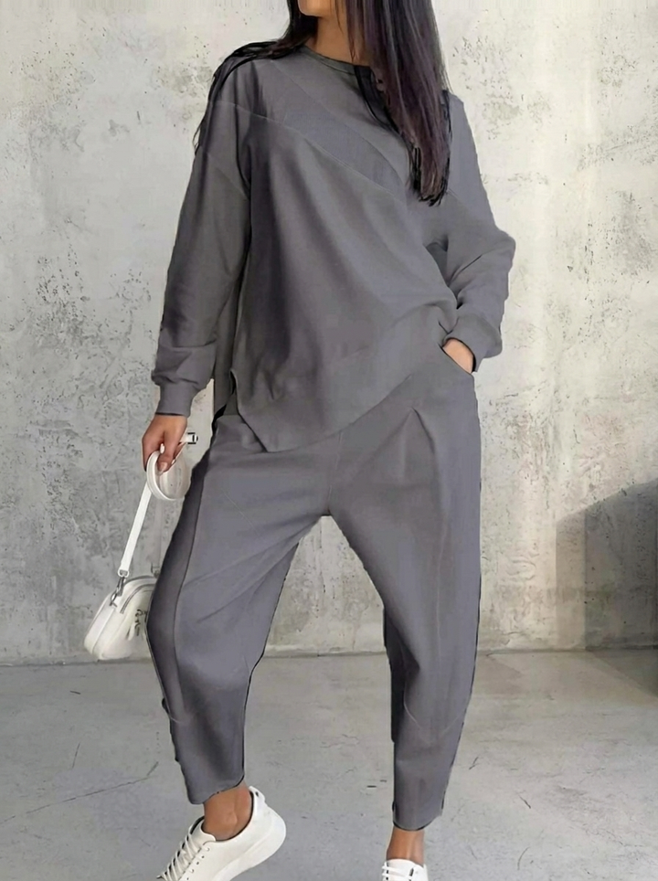 Zweiteiliges Set mit Rundhalsausschnitt und en Gris