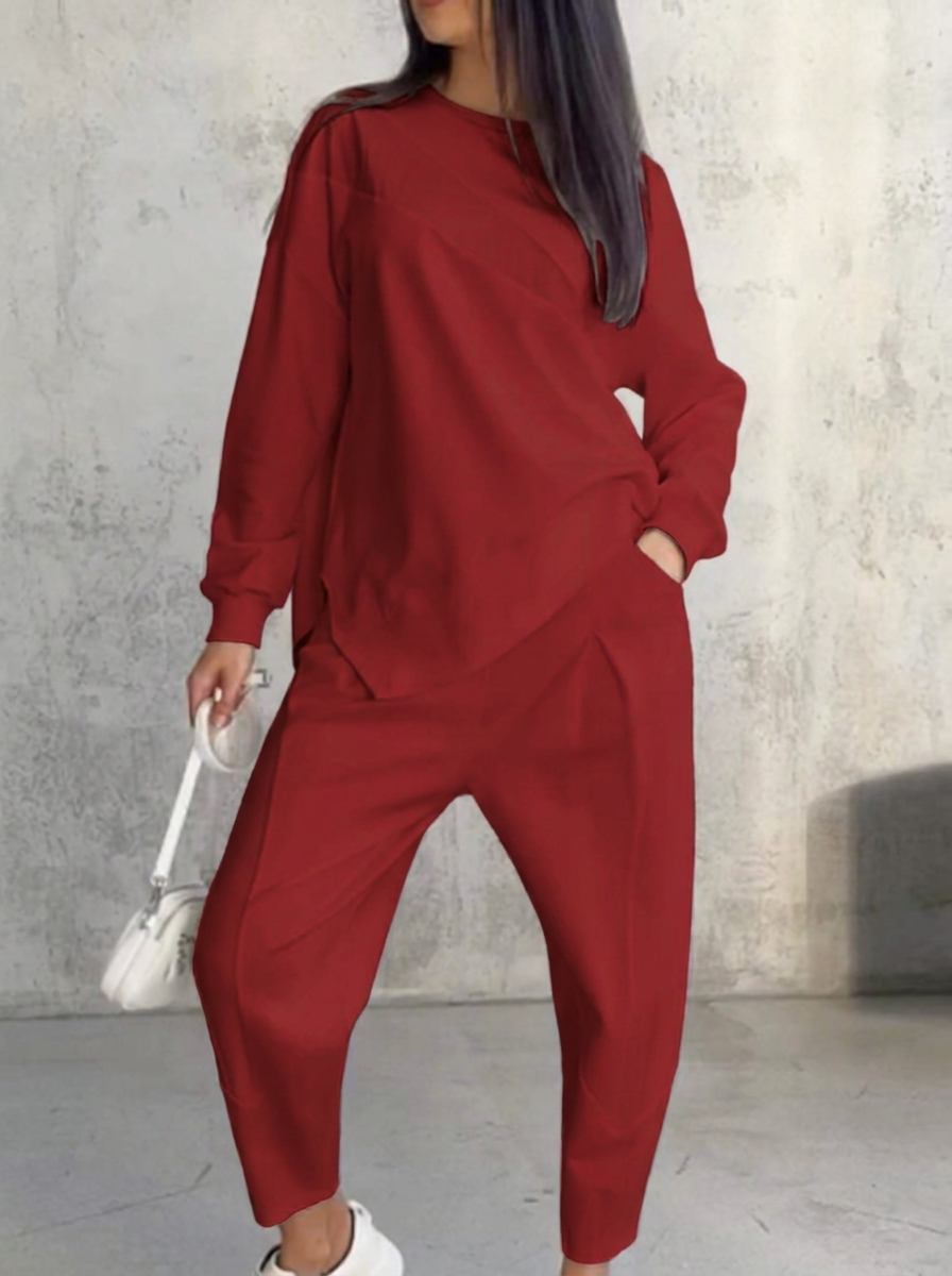 Zweiteiliges Set mit Rundhalsausschnitt und en Rojo